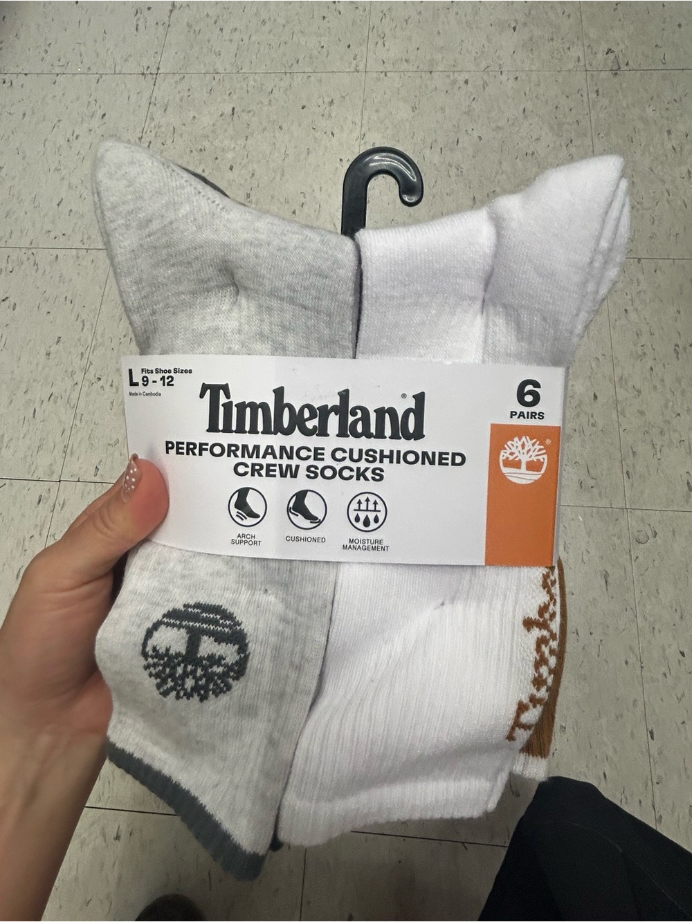 Timberland men’s Performance Cushioned Crew Socks (6 Pack)